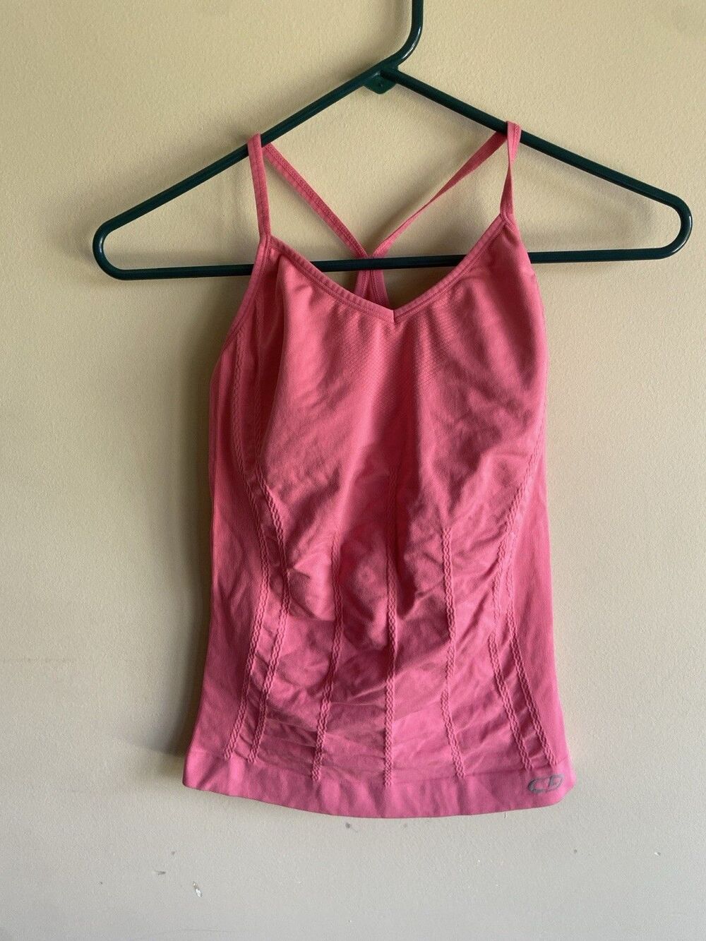 Champion Workout Strappy top Womens Medium Pink Fitted Ribbed
